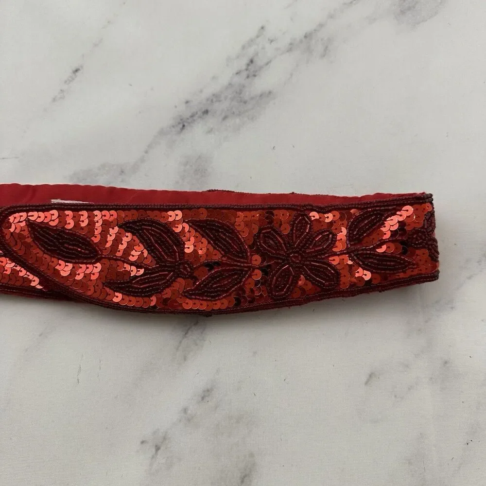 Refil Accessories Womens Vintage 90s Sequin Beaded Belt Size S/M Red Sparkle